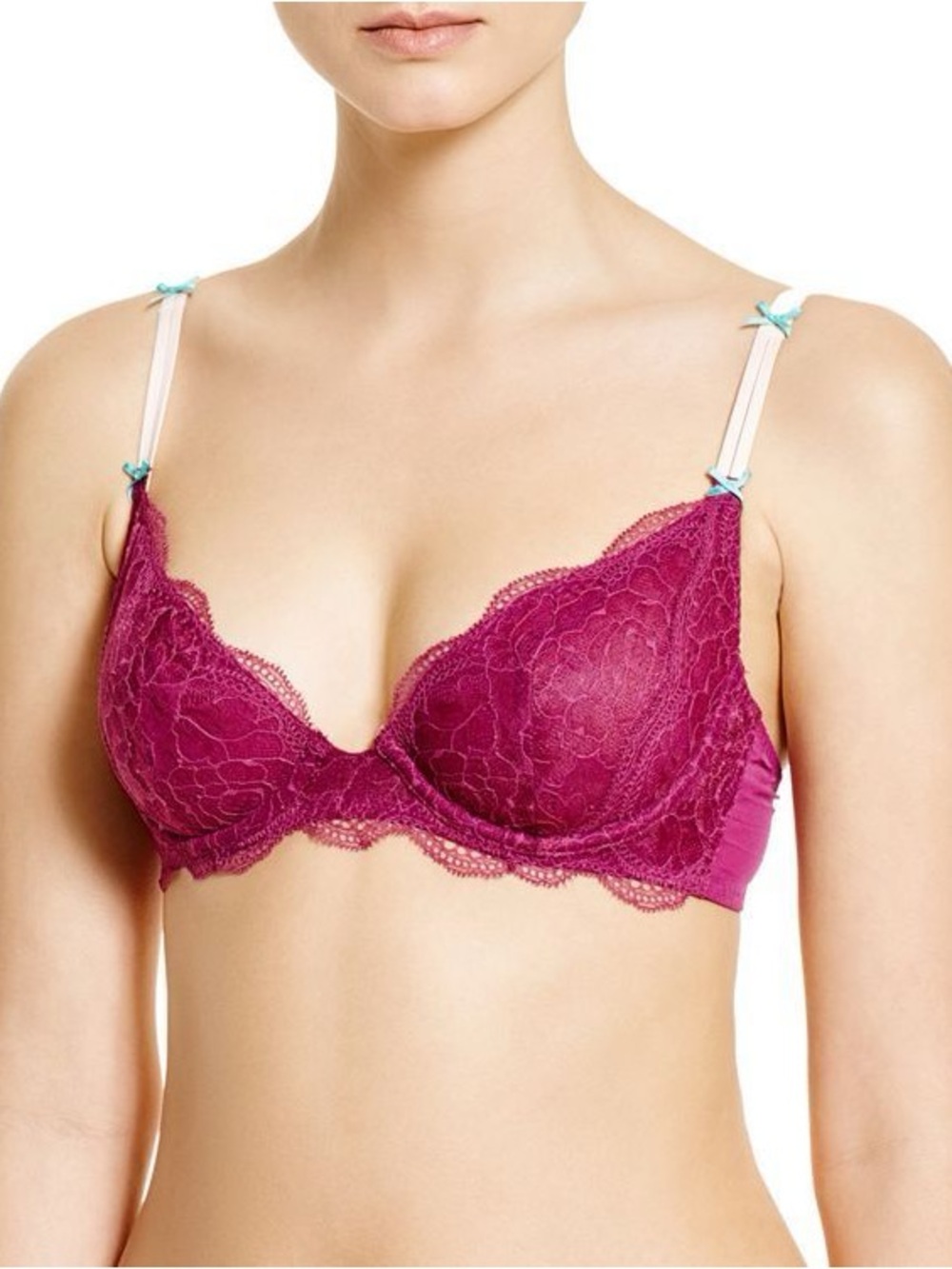 Heidi Klum Intimates Lace Underwire Bra in Deep magenta cle d’amour